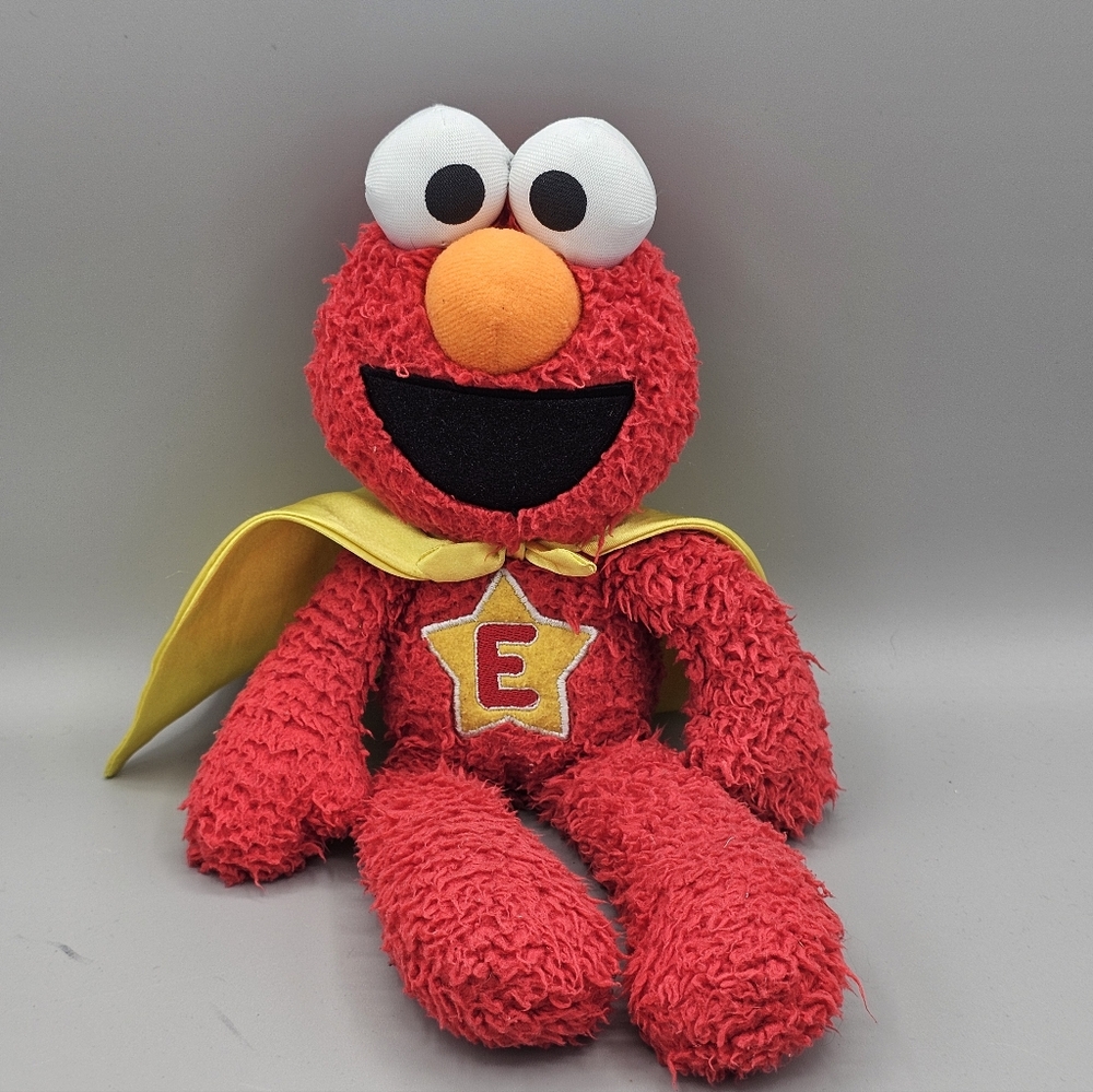 Gund Elmo Superhero Plush Sherpa Soft Cape‎ Star Patch Stuffed Animal 12" Rare